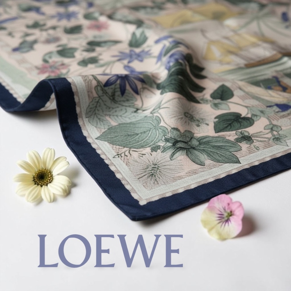 Loewe Multicolor Floral & Nautical vintage Silk Scarf ABSOLUTELY GORGEOUS! - Picture 5 of 7